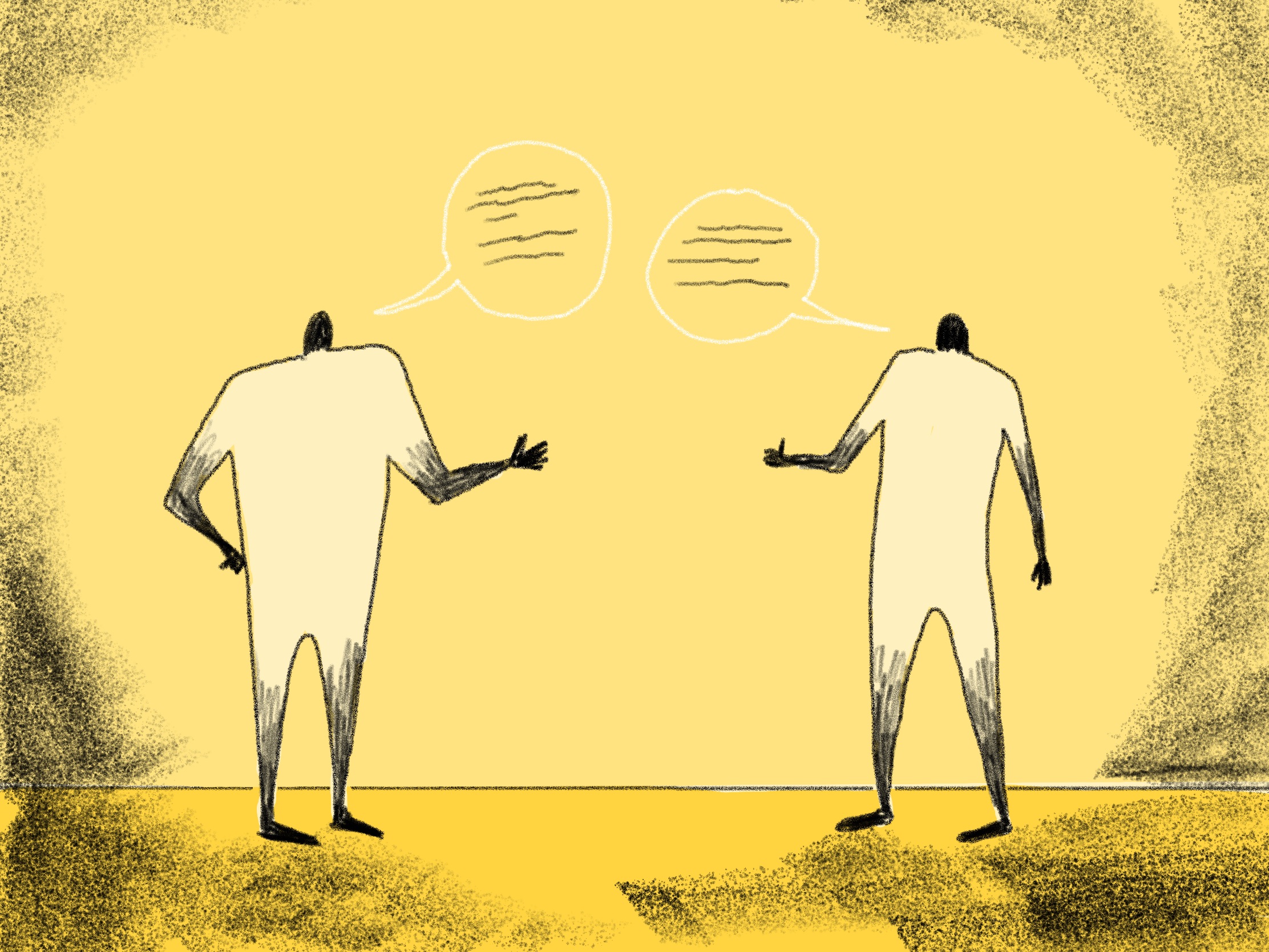 illustration of two friendly people talking